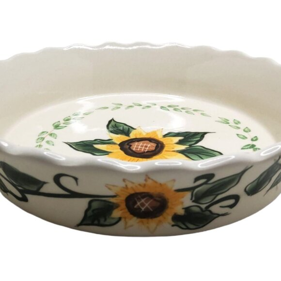 vintage abc distributing heavy ceramic 9" Sunflower pattern tray/plate 2" deep. - Picture 2 of 2